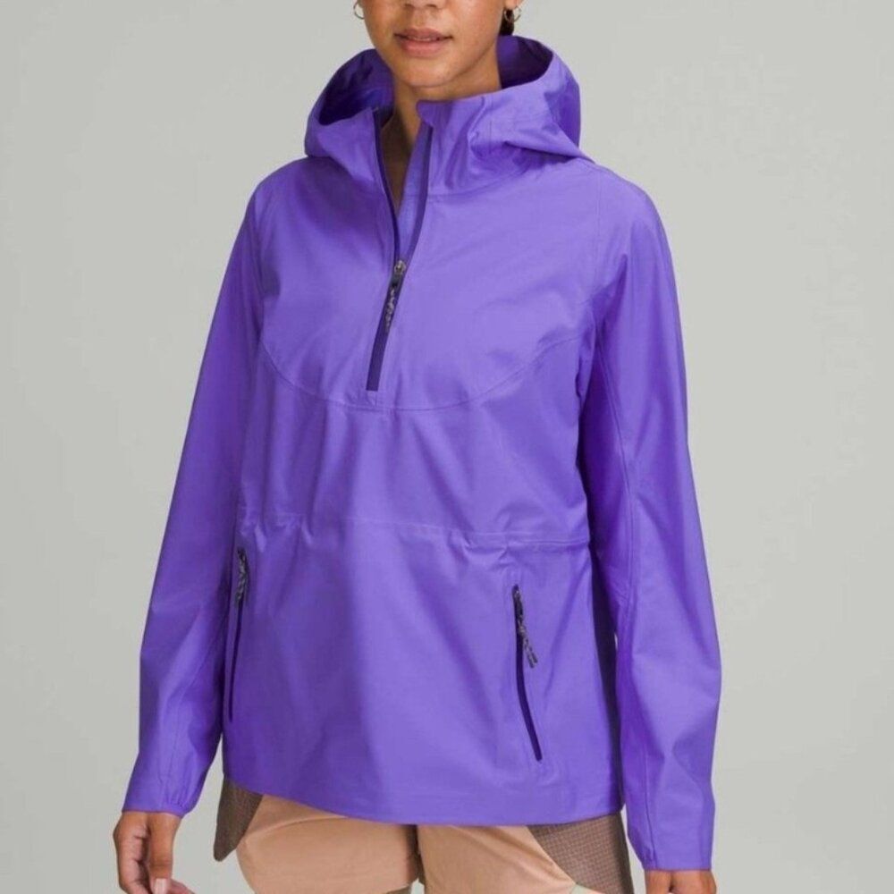 Lululemon Waterproof Hiking Half Zip Pullover Light Electric Indigo Size 4 Gorp